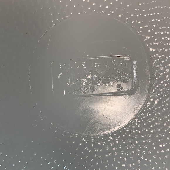 Vintage MCM Glasbake Milk Glass Atomic Starburst Pattern Circular Casserole Dish - Picture 6 of 6